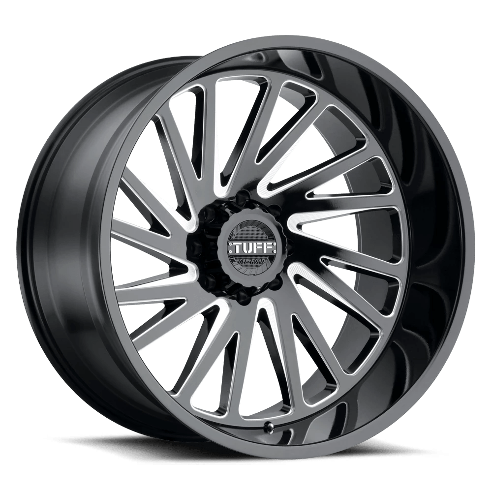 Tuff T2A 20X12 -45 6X135 GLOSS BLACK W/ MILLED SPOKES