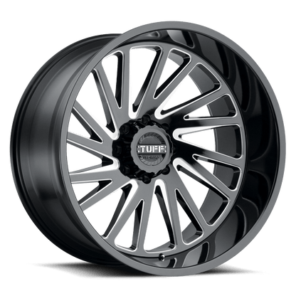 Tuff T2A 20x12 -45 6x135/6X5.3 GLOSS BLACK W/ MILLED SPOKES