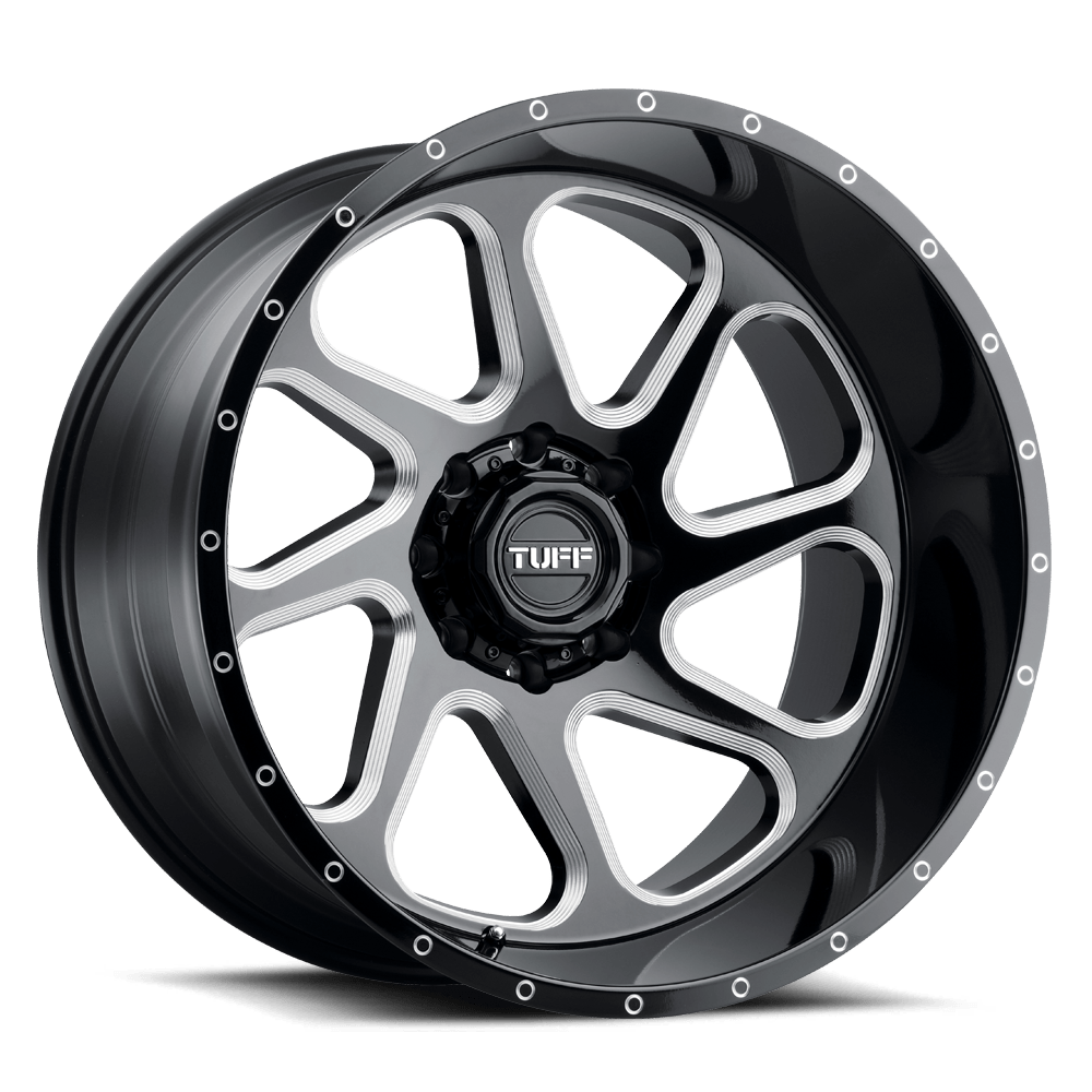 TUFF T2B 26X14 -72 8X165.1 GLOSS BLACK W/ MILLED SPOKES C-BORE 125.1