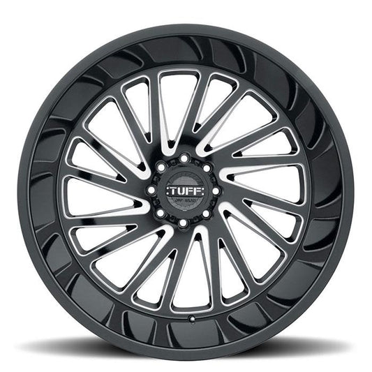 Tuff T2A 20x12 -45 5x127/5x5.0 GLOSS BLACK W/ MILLED SPOKES