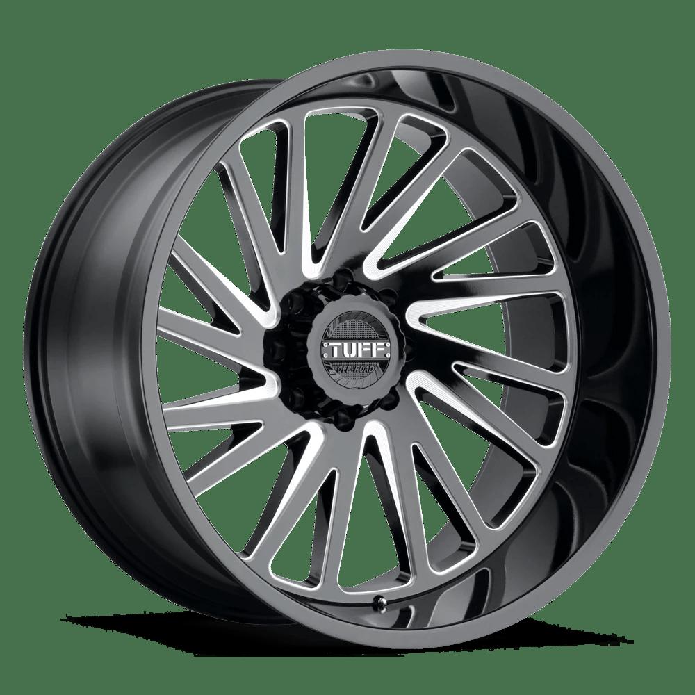 Tuff T2A 22x12 -45 8x170/8x6.7 GLOSS BLACK W/ MILLED SPOKES