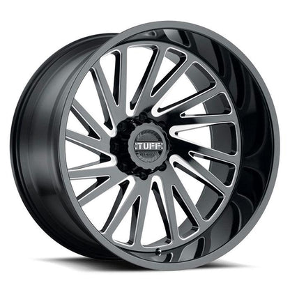 Tuff T2A 22x12 -45 8x170/8x6.7 GLOSS BLACK W/ MILLED SPOKES