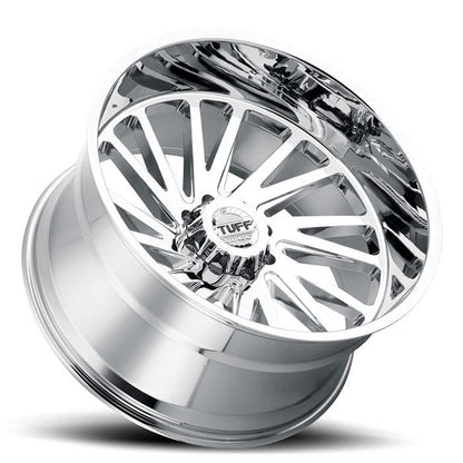 TUFF AT T2A 26x14 -72 8x165.1(8x6.5) Chrome With 35x13.50R26 AMP Terrain Attack M/T Bundle