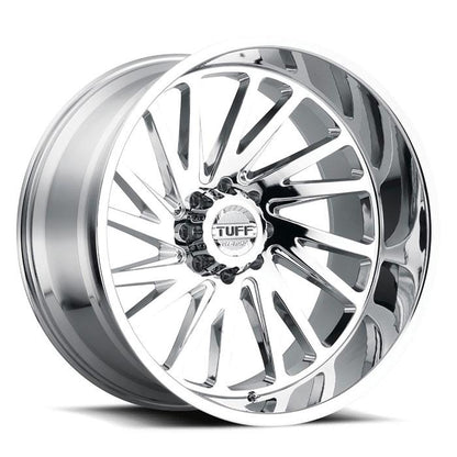 TUFF AT T2A 26x14 -72 8x165.1(8x6.5) Chrome With 35x13.50R26 AMP Terrain Attack M/T Bundle