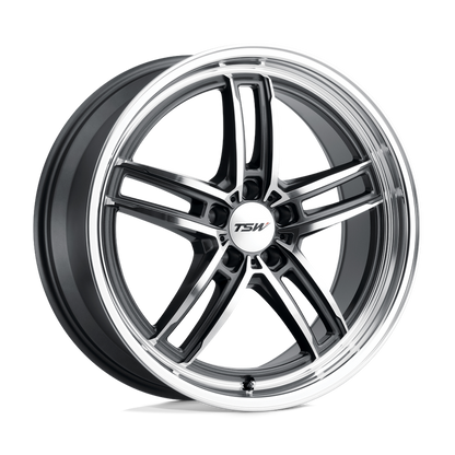 TSW SUZUKA 18X8.5 30 5X120/5X4.72 GLOSS GUNMETAL W/ MIRROR CUT FACE & LIP