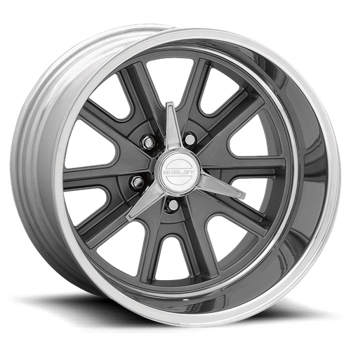 American Racing Vintage VN427 SHELBY COBRA 15X8 0 5X114.3/5X4.5 Two-Piece Mag Gray Center Polished Barrel