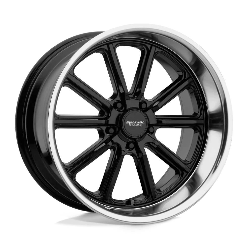 American Racing Vintage VN507 RODDER 17X8 0 5X114.3/5X4.5 Gloss Black Diamond Cut Lip