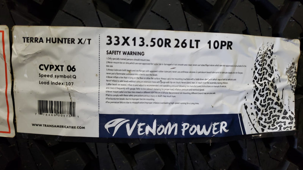 33x13.50R26LT Venom Power E Terra Hunter X/T Hybrid