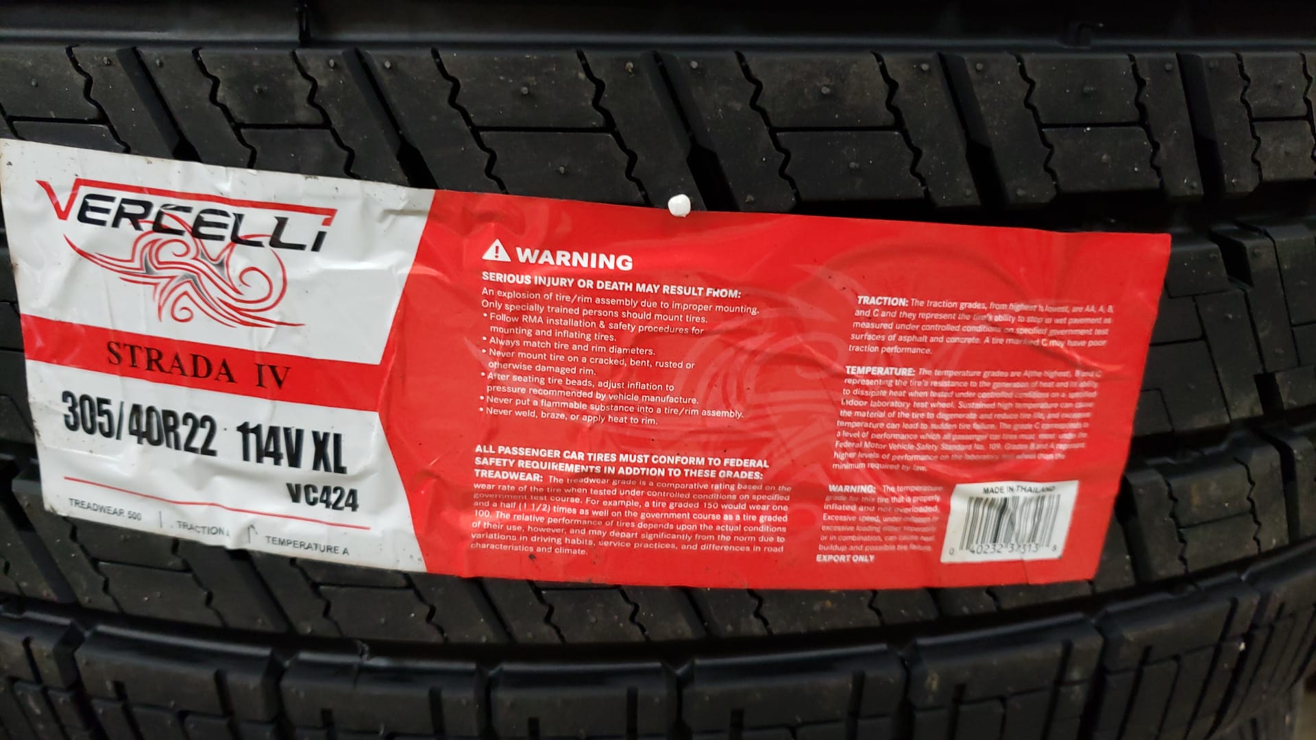 305/40R22-XL-VERCELLI STRADA IV BLK 114V