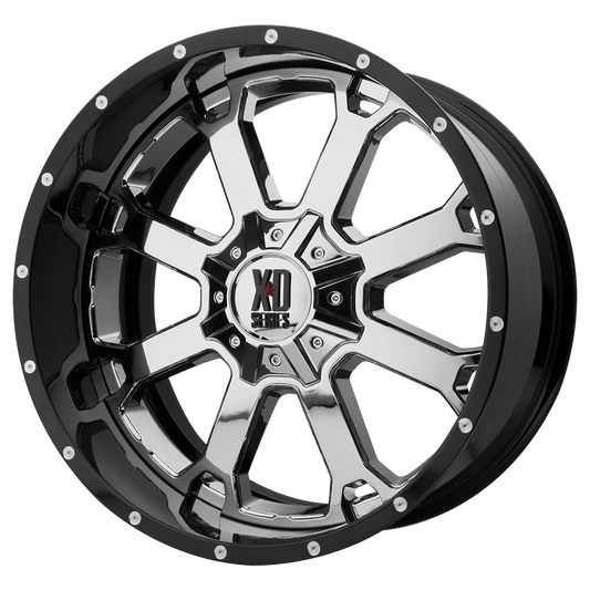 XD XD202 BUCK 25 22X10 -18 6X135/6X5.3/6X139.7/6X5.5 Chrome Center Gloss Black Milled Lip