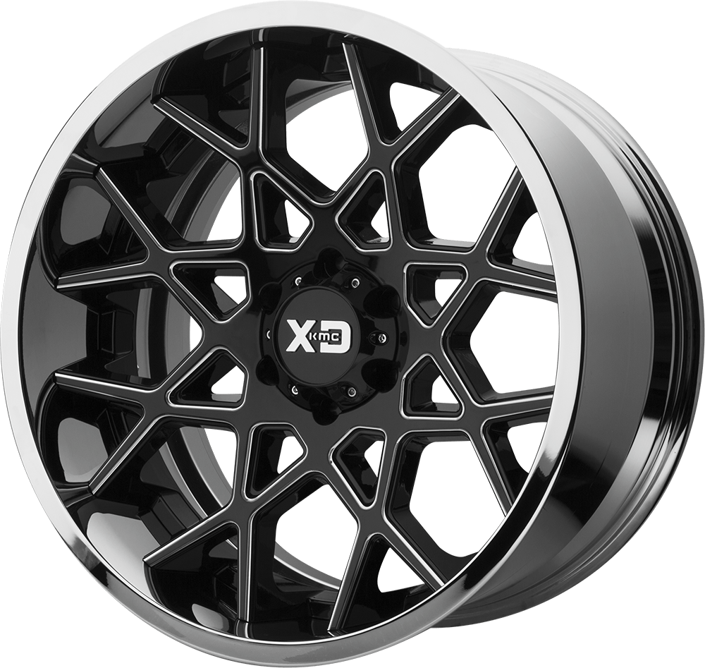 XD XD203 CHOPSTIX 22X10 -18 6X139.7/6X5.5 Gloss Black Milled Center Chrome Lip
