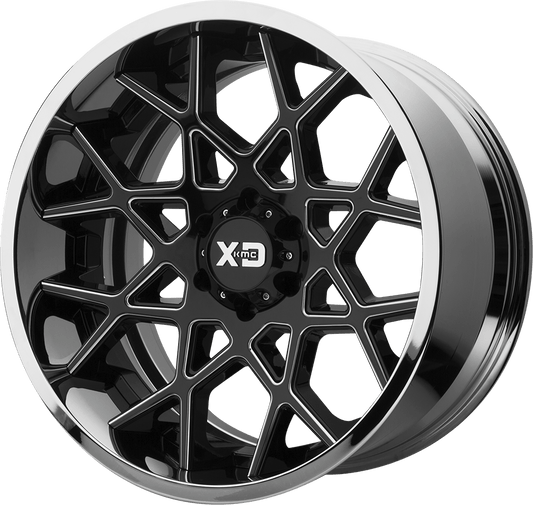 XD XD203 CHOPSTIX 22X10 -18 6X139.7/6X5.5 Gloss Black Milled Center Chrome Lip