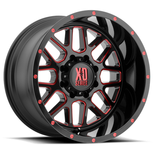 XD XD820 GRENADE 20X10 -24 5X127/5X5.0 Satin Black Milled With Red Clear Coat