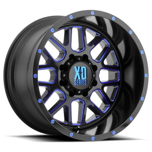 XD XD820 GRENADE 20X10 -24 5X127/5X5.0 Satin Black Milled With Blue Clear Coat