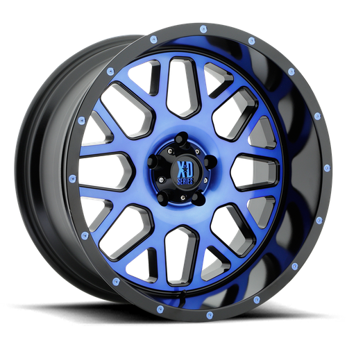 XD XD820 GRENADE 20X10 -24 5X127/5X5.0 Satin Black Machined Face With Blue Tinted Clear Coat