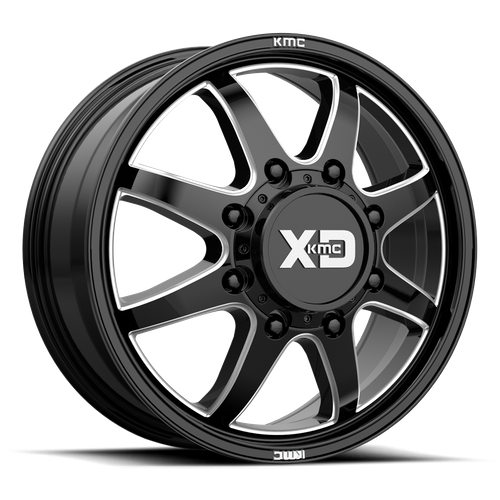 XD XD845 PIKE DUALLY 22X8.25 105 8X165.1/8X6.5 Gloss Black Milled - Front