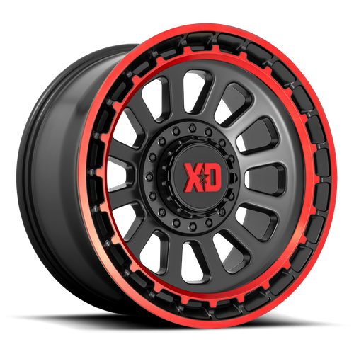 XD XD856 OMEGA 20X10 -18 5X127/5X139.7/5X5.0/5.5 Satin Black Machined Lip With Red Tint