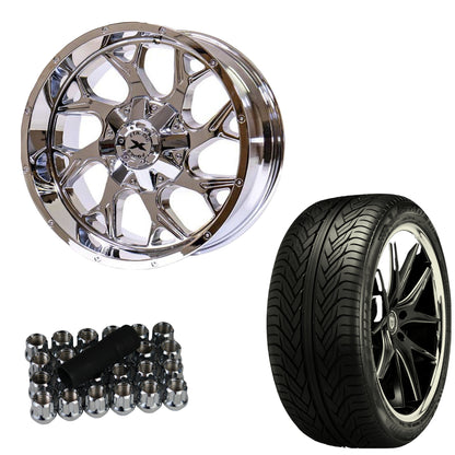 Xtreme Force Raptor 22x12 -51 6x139.7 Chrome and 305/40R22 Lexani LX-Thirty Tire (FOR LIFTED 3.5-4.5 INCH)
