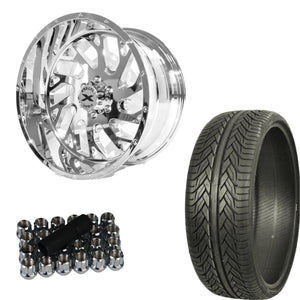 Xtreme Force XF-8 22x12 -44 6x139.7 Chrome With 305/40R22 Lexani LX-Thirty (FOR LIFTED 3.5-4.5 INCH)