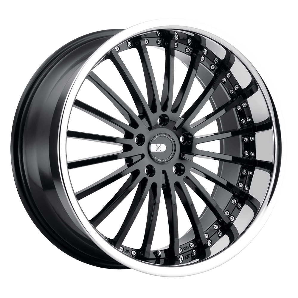 XO NEW YORK 22X10.5 30 5X130 GLOSS BLACK W/ STAINLESS STEEL LIP
