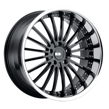 XO NEW YORK 22X10.5 30 5X120 GLOSS BLACK W/ STAINLESS STEEL LIP