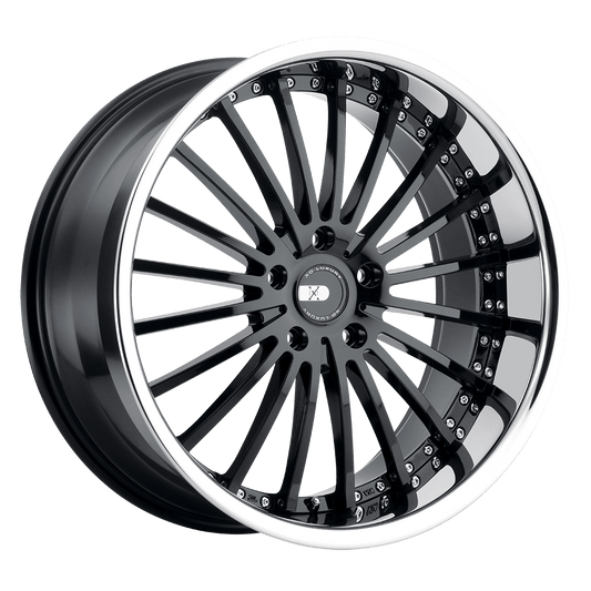 XO NEW YORK 22X10.5 30 5X120 GLOSS BLACK W/ STAINLESS STEEL LIP