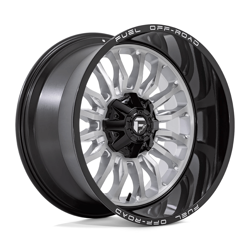 Fuel 1PC D798 ARC 22X12 -44 8X165.1 SILVER BRUSHED FACE WITH MILLED BLACK LIP