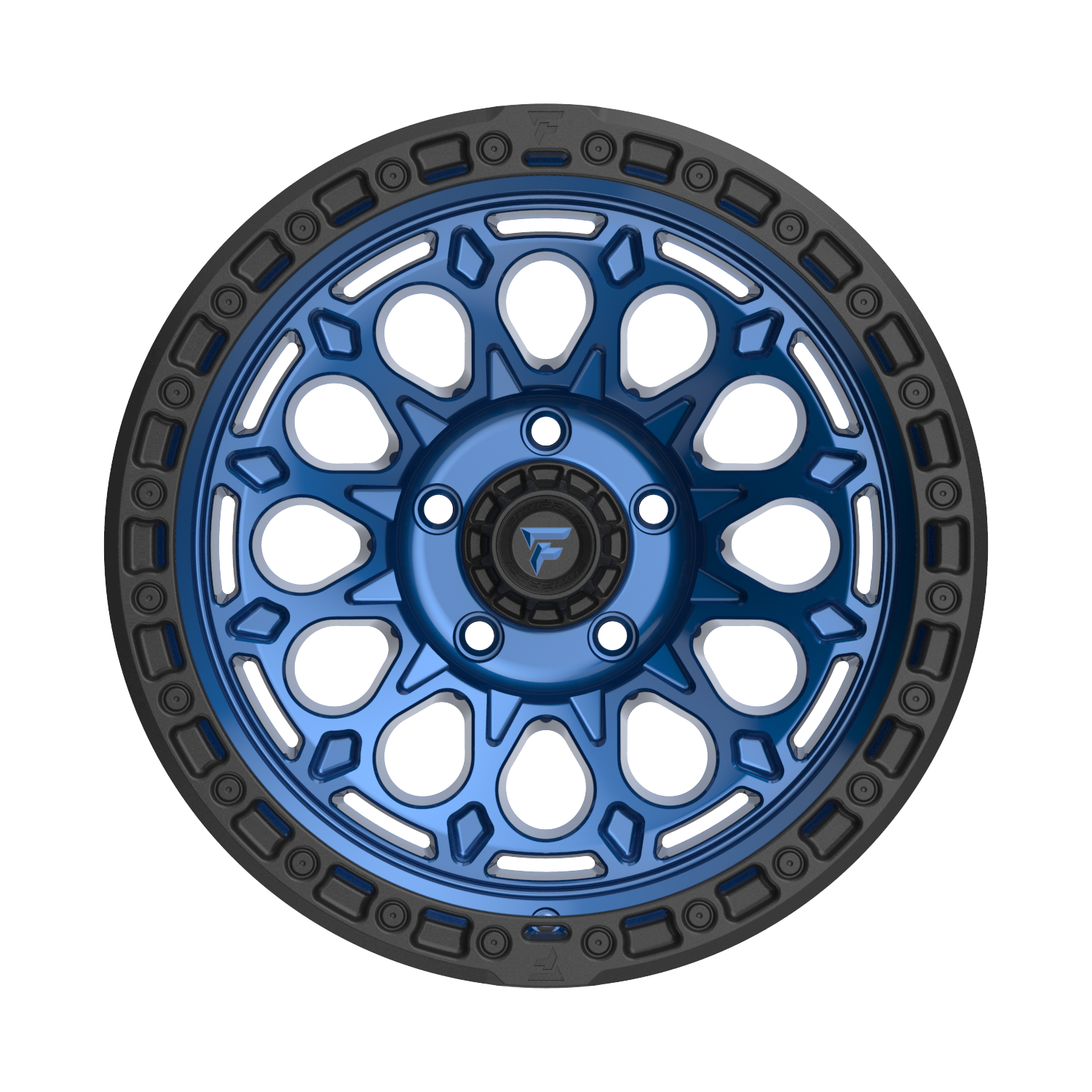 FITTIPALDI OFFROAD FT101BLB 17X9, PCD 5X5.00, ET -12, CB 71.5-GLOSS BLUE WITH SATIN BLACK RING