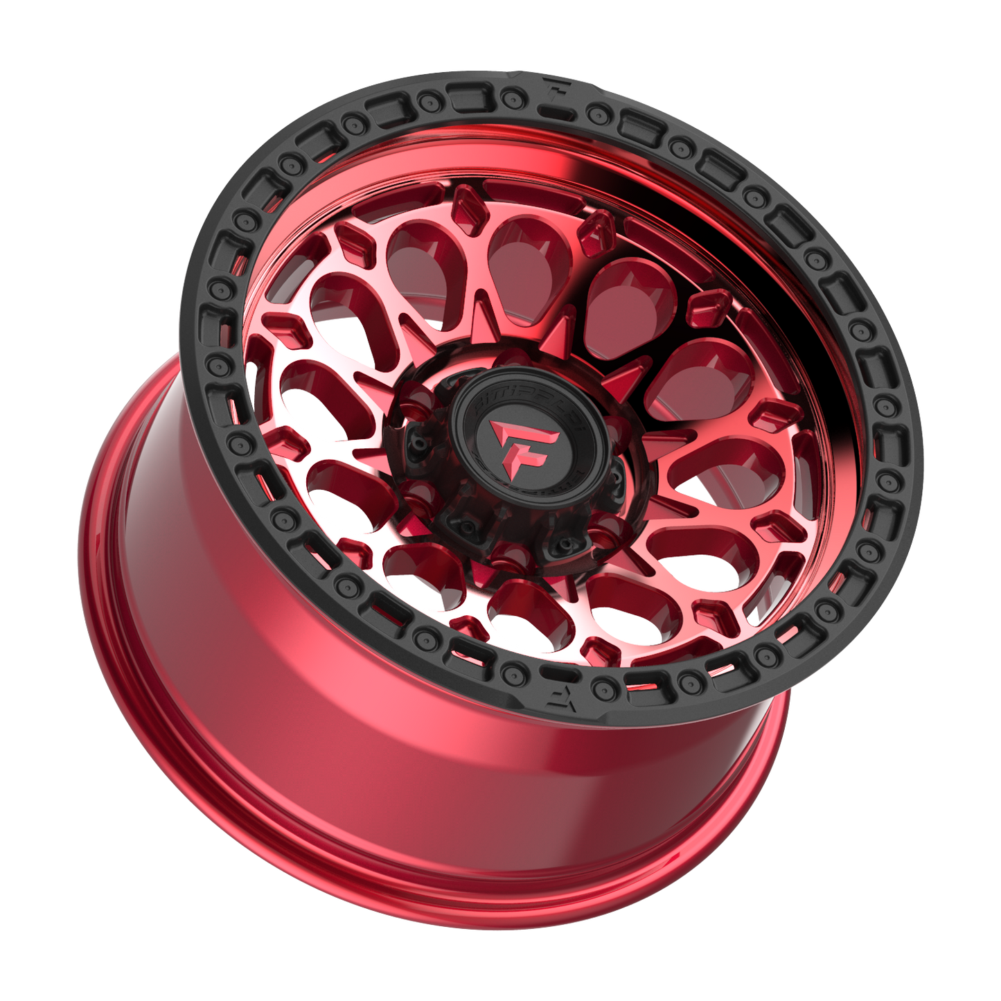 FITTIPALDI FT101RTB 17X9, PCD 6X5.50, ET-12, CB 106.2-MACHINED W/ GLOSS RED TINT & SATIN BLACK RING