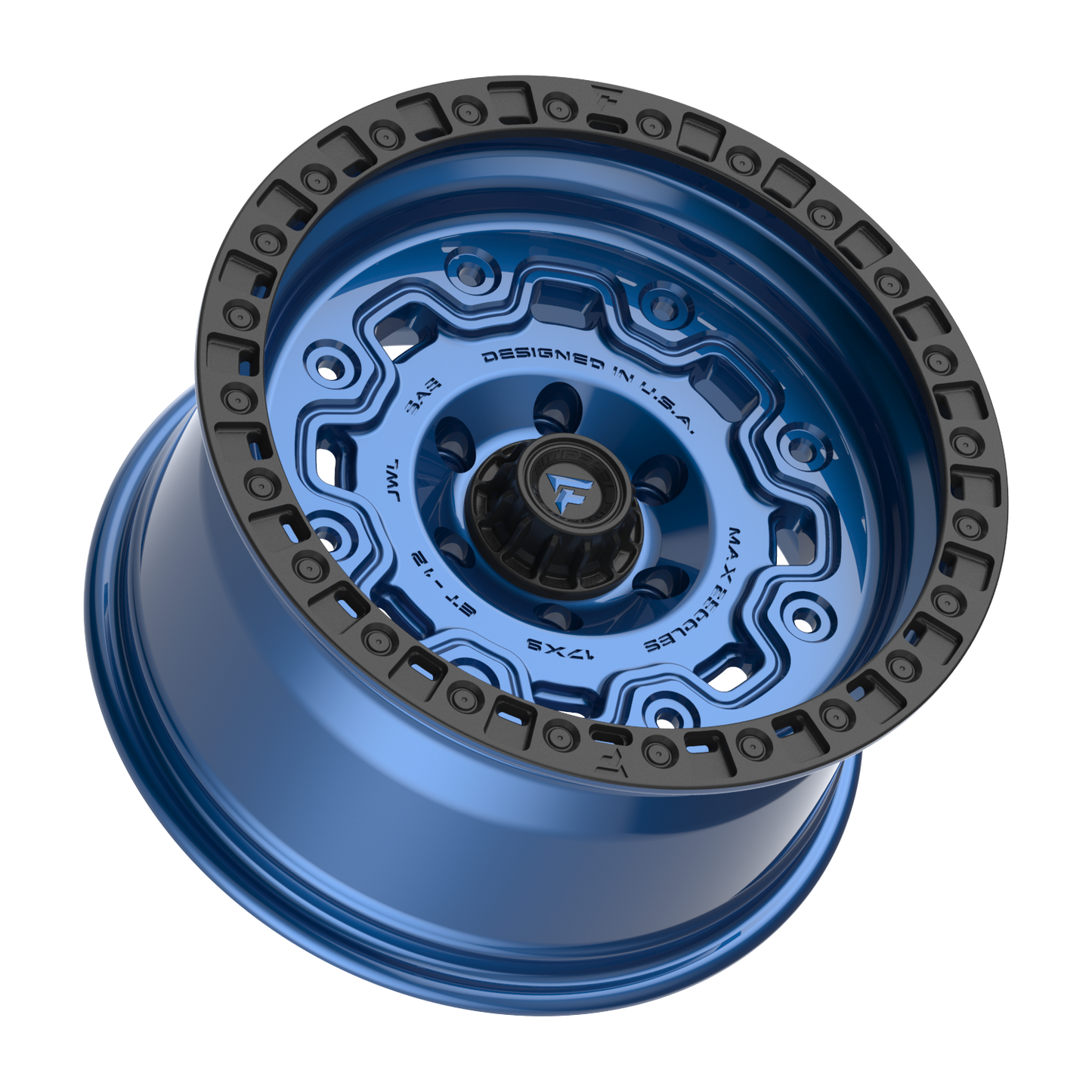 FITTIPALDI OFFROAD FT100BLB 17X9, PCD 6X5.50, ET -12, CB 106.2-GLOSS BLUE WITH SATIN BLACK RING