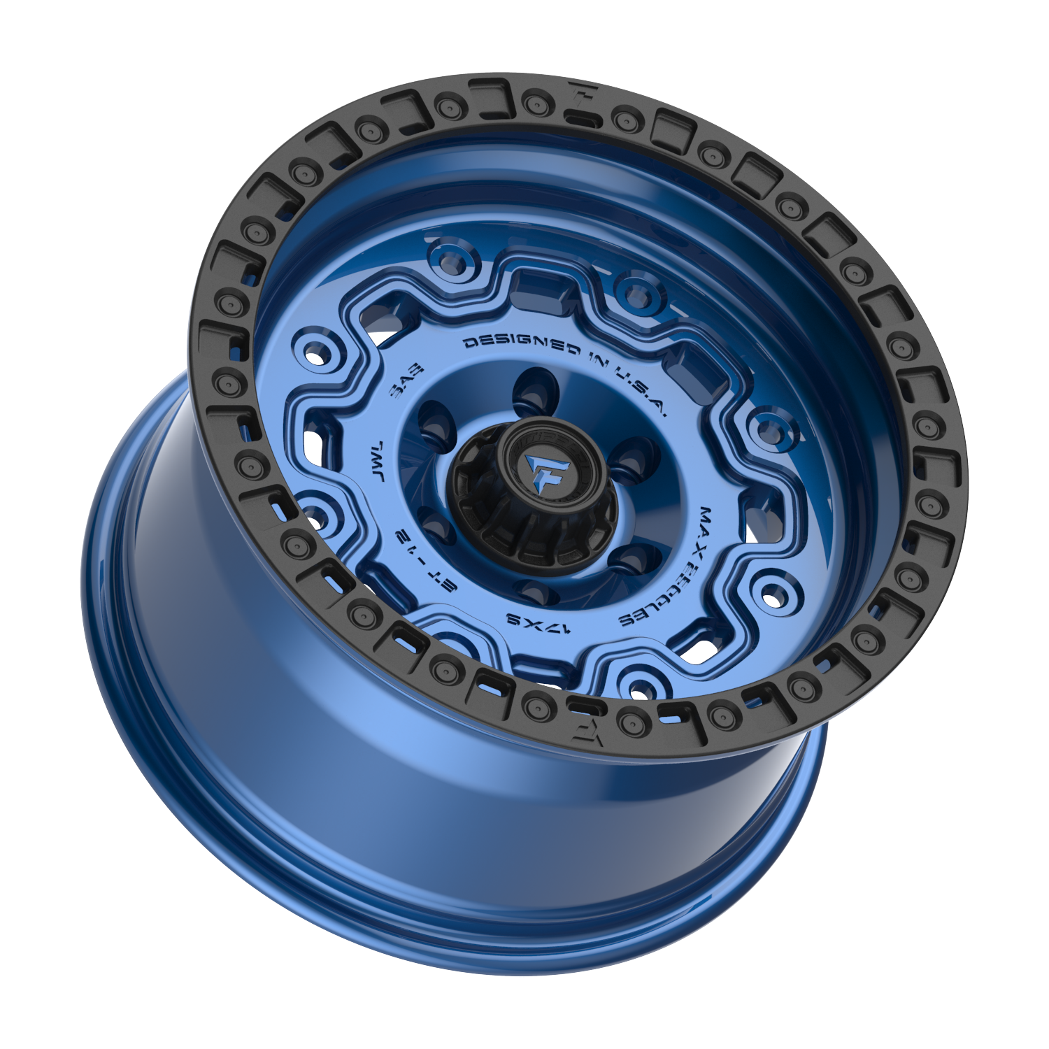 FITTIPALDI OFFROAD FT100BLB 17X9, PCD 6X5.50, ET -12, CB 106.2-GLOSS BLUE WITH SATIN BLACK RING