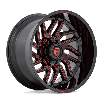 Fuel 1PC D808 HURRICANE 22X12 -44 5X139.7 GLOSS BLACK MILLED RED TINT