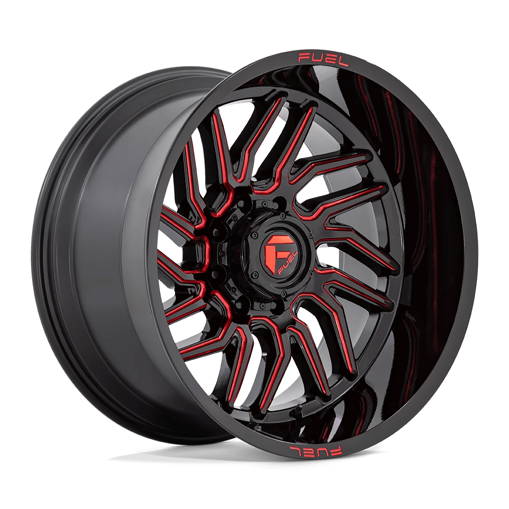 Fuel 1PC D808 HURRICANE 22X12 -44 5X127 GLOSS BLACK MILLED RED TINT