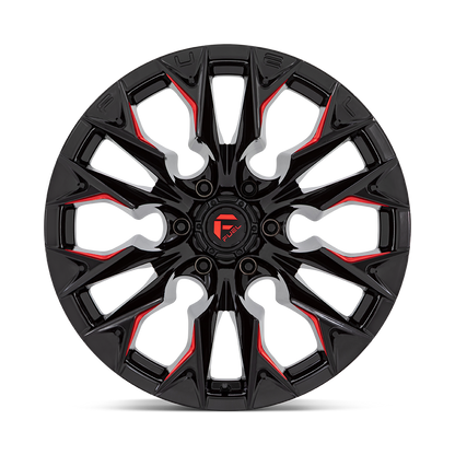 Fuel 1PC D823 FLAME 20X9 20 6X139.7 GLOSS BLACK MILLED WITH CANDY RED