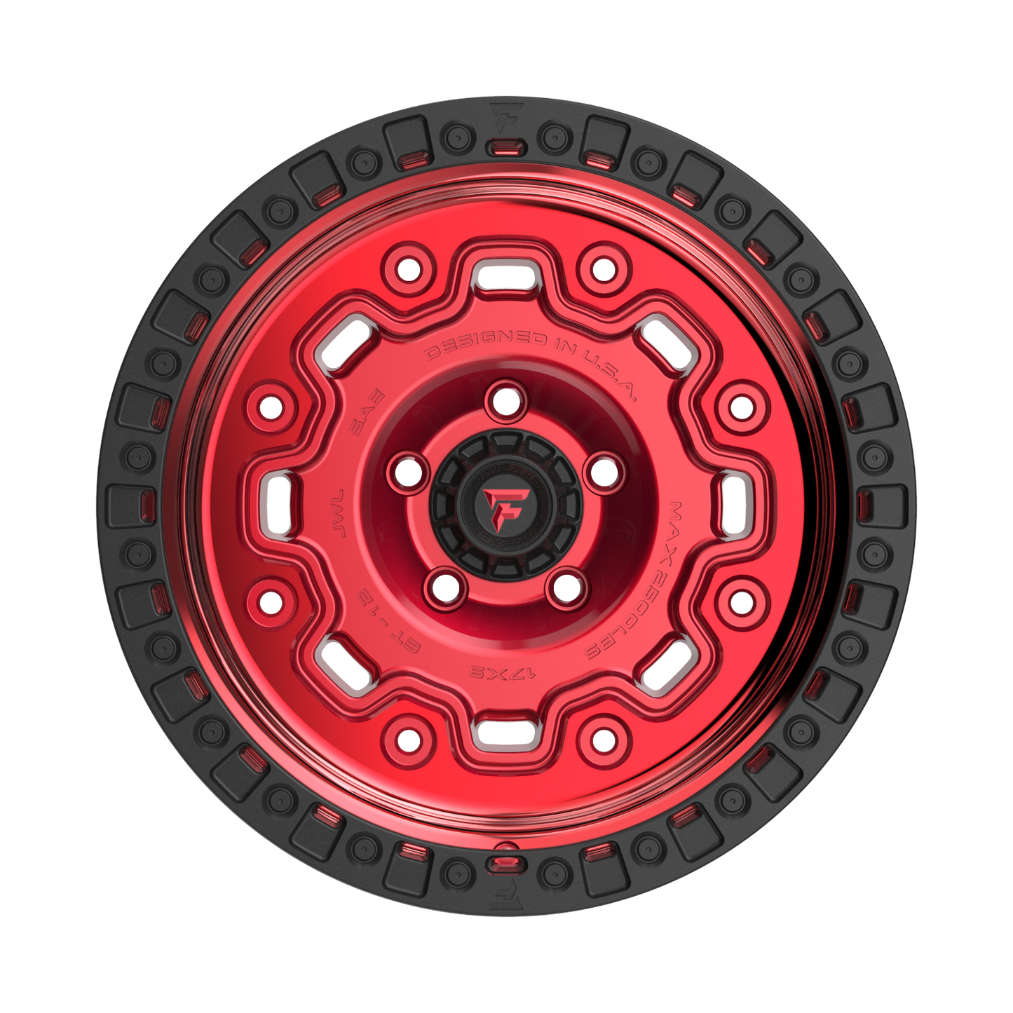 FITTIPALDI FT100RTB 17X9, PCD 5X5.00, ET-12, CB 71.5-MACHINED W/ GLOSS RED TINT & SATIN BLACK RING