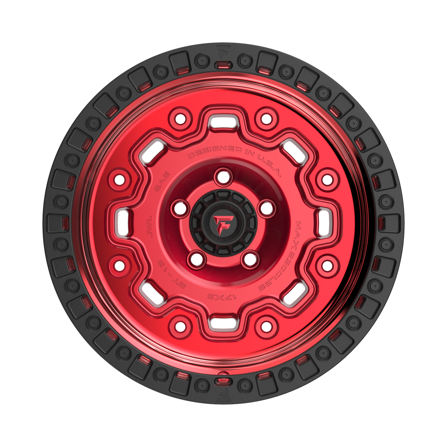 FITTIPALDI FT100RTB 17X9, PCD 5X5.00, ET-12, CB 71.5-MACHINED W/ GLOSS RED TINT & SATIN BLACK RING