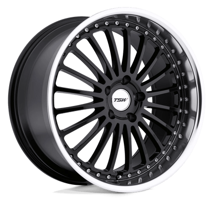 TSW SILVERSTONE 20X10 25 5X114.3/5X4.5 GLOSS BLACK W/ MIRROR CUT LIP