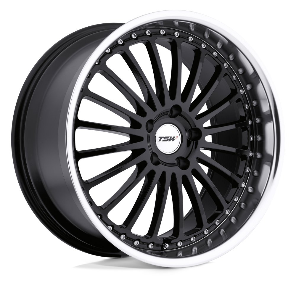 TSW SILVERSTONE 17X8 20 5X120/5X4.72 GLOSS BLACK W/ MIRROR CUT LIP