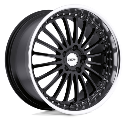 TSW SILVERSTONE 17X8 45 5X112/5X112 GLOSS BLACK W/ MIRROR CUT LIP