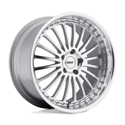 TSW SILVERSTONE 19X8 20 5X120/5X4.72 SILVER W/ MIRROR CUT FACE & LIP