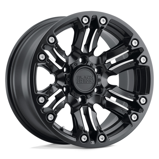BLACK RHINO ASAGAI 17X8.5 0 5X127 MATTE BLACK & MACHINED W/ STAINLESS BOLTS