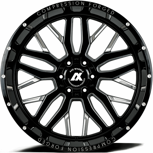 AXE Compression Forged Off-Road AX1.0 22x12 -44 6x135/6x139.7 (6x5.5) Gloss Black Milled