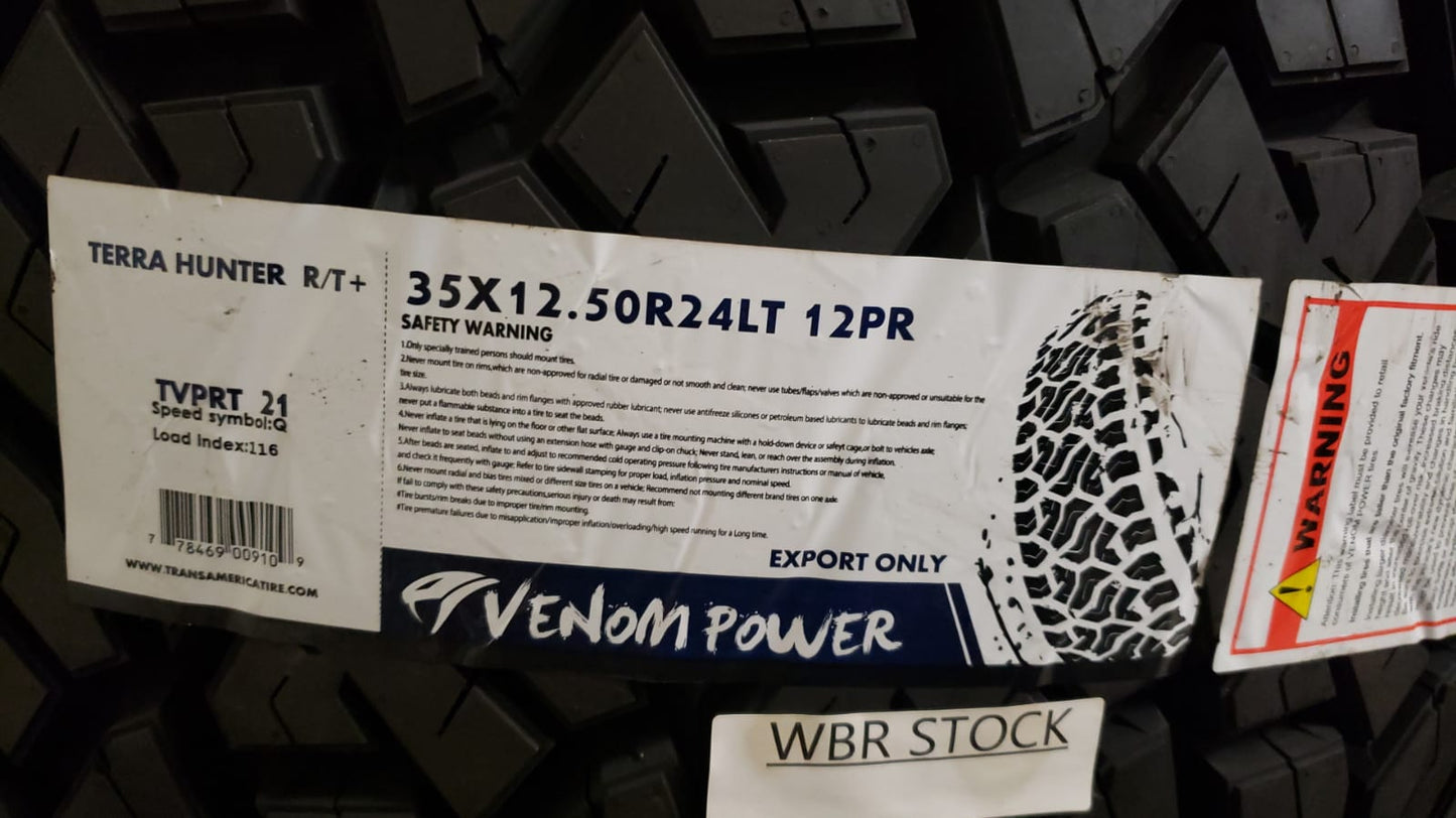 4X FORGIATO FLOW TERRA 005 24x14 -76 6x139.7 WITH 35X12.50R24 VENOM POWER RT