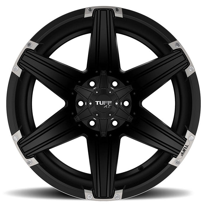 Tuff T12 22X12 -45 6X139.7/6X5.5 SATIN BLACK W/ BRUSHED INSERTS