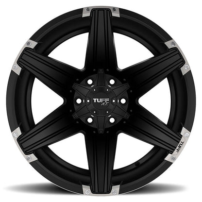 Tuff T12 22X12 -45 6X139.7/6X5.5 SATIN BLACK W/ BRUSHED INSERTS