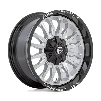 Fuel 1PC D798 ARC 22X12 -44 8X165.1 SILVER BRUSHED FACE WITH MILLED BLACK LIP