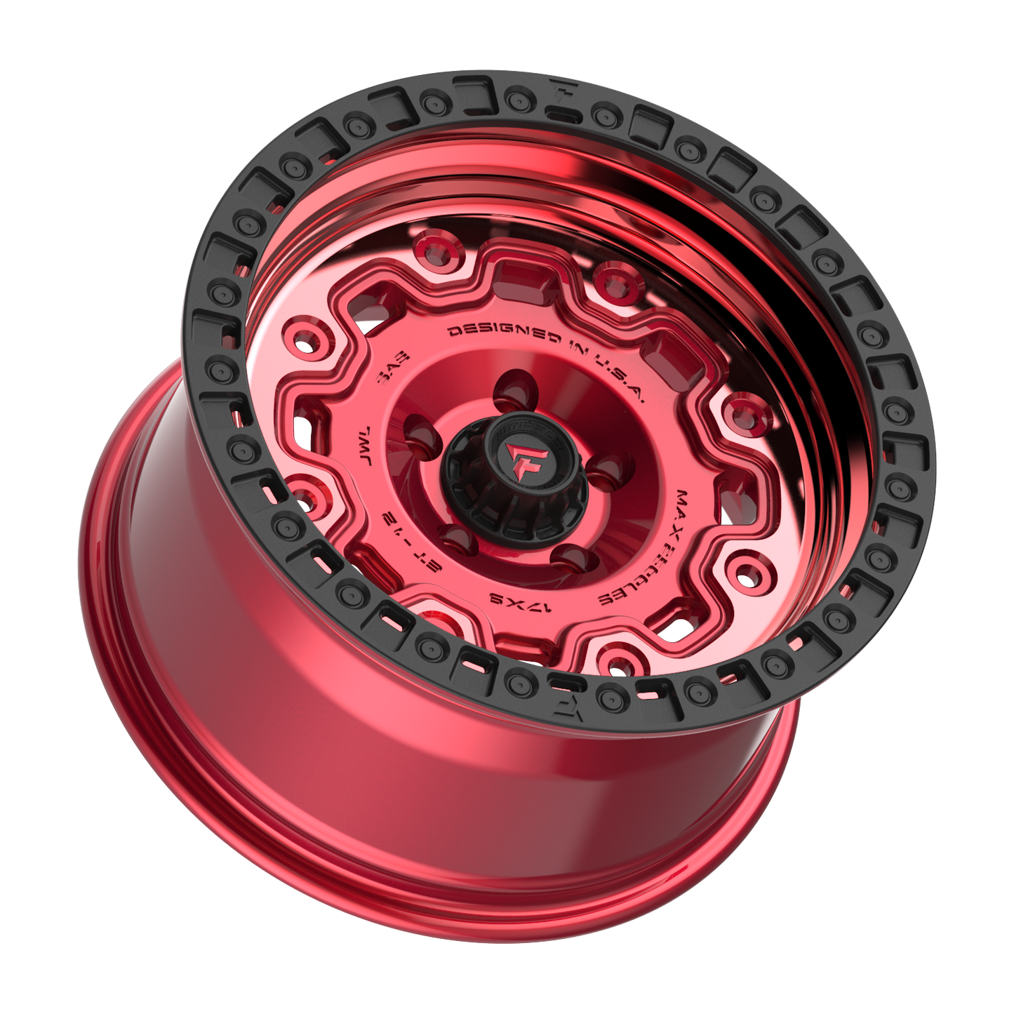 FITTIPALDI FT100RTB 17X9, PCD 5X5.00, ET-12, CB 71.5-MACHINED W/ GLOSS RED TINT & SATIN BLACK RING