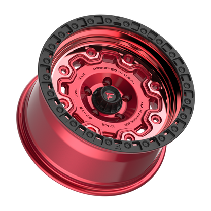 FITTIPALDI FT100RTB 17X9, PCD 5X5.00, ET-12, CB 71.5-MACHINED W/ GLOSS RED TINT & SATIN BLACK RING