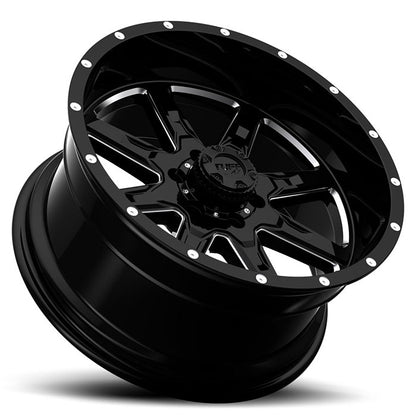 Tuff T15 18X10 -24 6X139.7/6X5.5 GLOSS BLACK W/ MILLED SPOKES