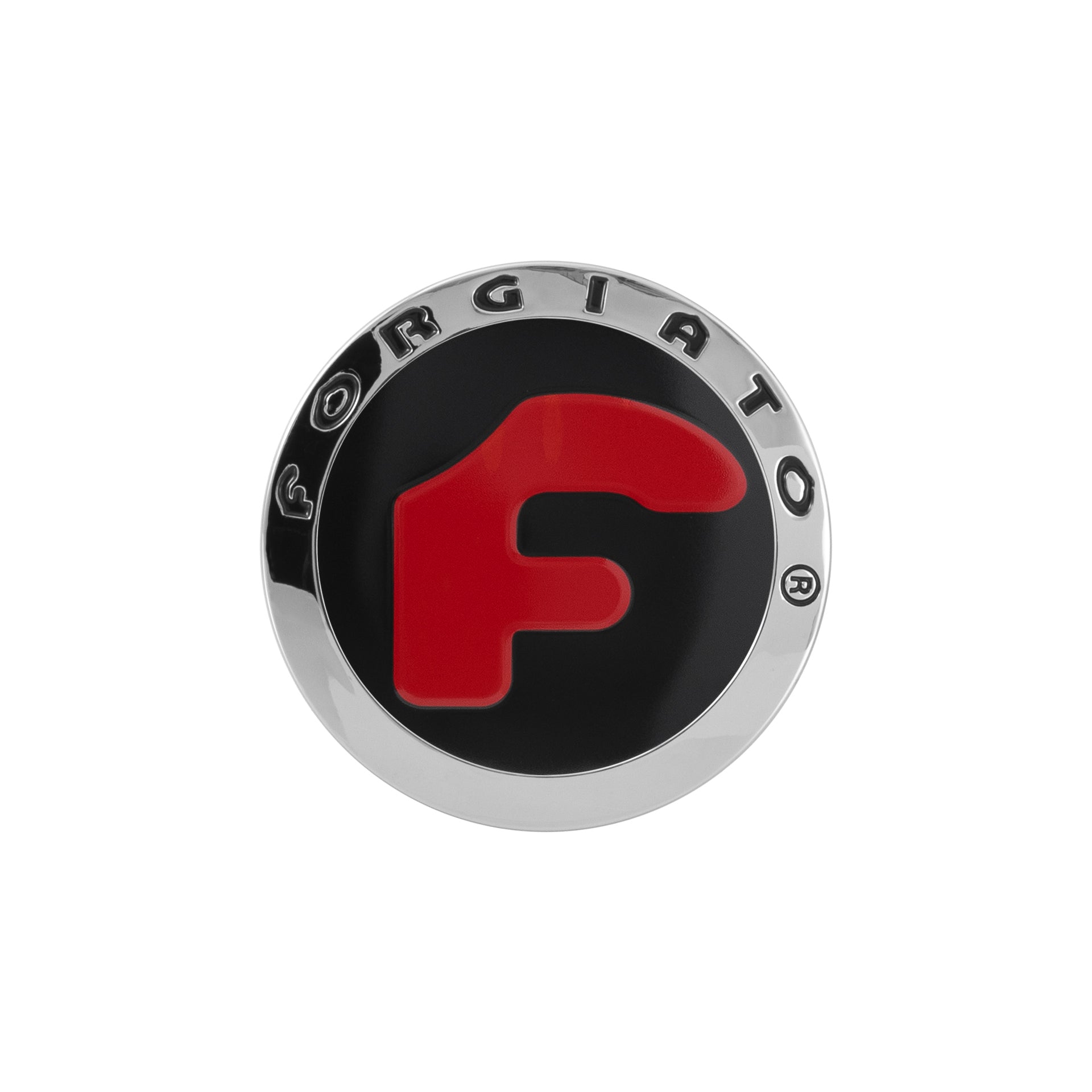 Standard Plastic Cap w/ Chrome Bezel, Black Background, Red F